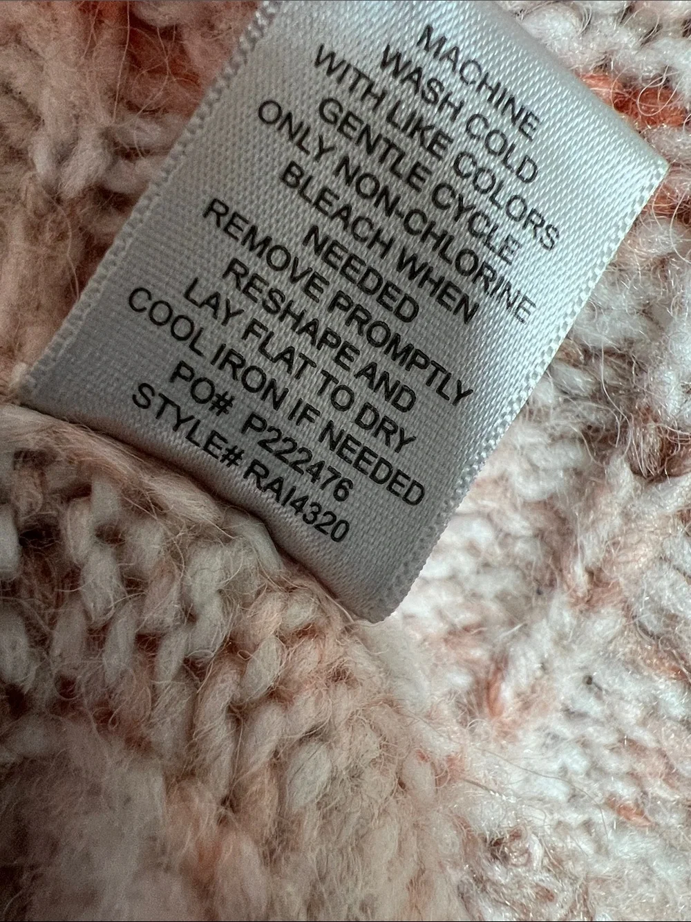 Madden Girl | Pink Brown Coral Cream Cropped Cable-Knit Sweater Size L
